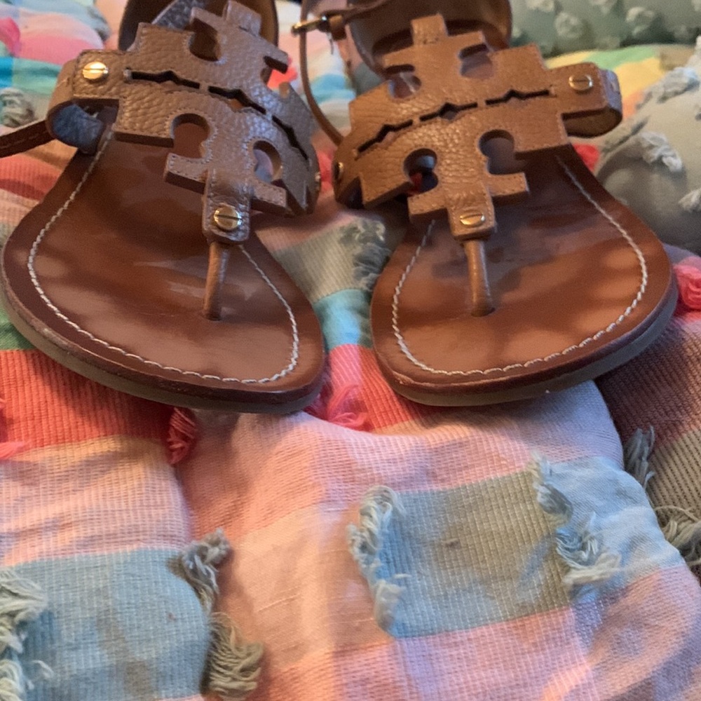 TORY BURCH T SANDALS TAN SZ 9 - Picture 9 of 9